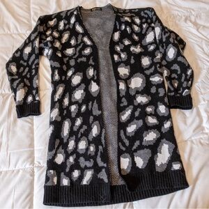 Long Animal Print Cardigan